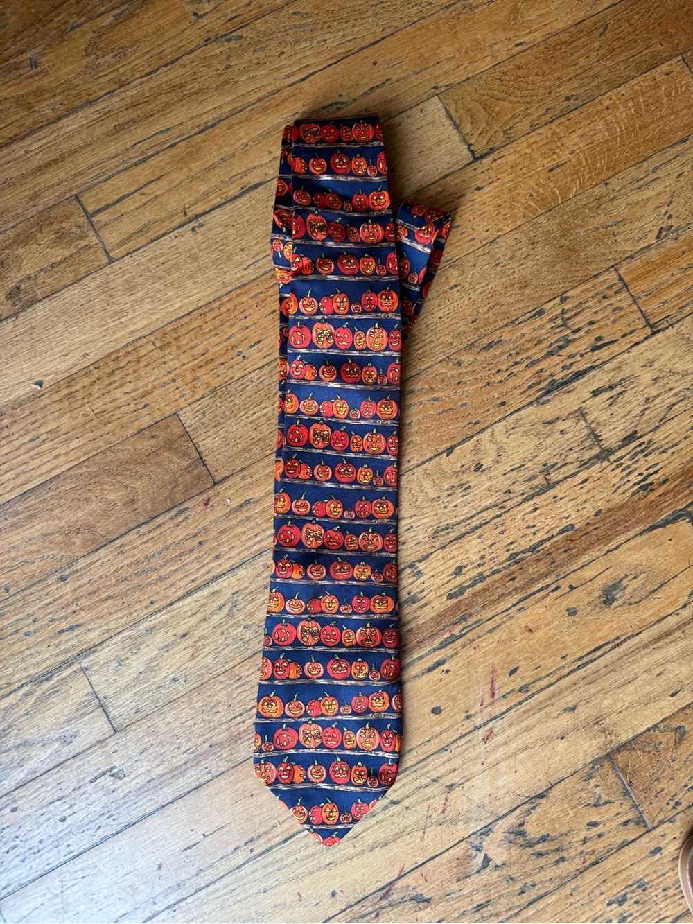 “Jack-O-Lantern Contest” Navy Blue Silk tie